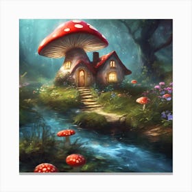 Toadstool House In the Enchanted Forest Canvas Print