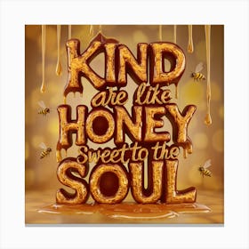 Sweet Words 3d Render Of Honey Dripped Typography With Whimsical Bees (4) Canvas Print