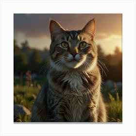 Photo Of Ultra Realistic Cat, Dramatic Light, Pale Sunrise, Cinematic Lighting Canvas Print