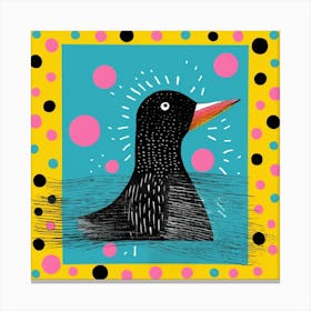Duckling By The River Linocut Style 3 Canvas Print