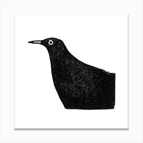 Blackbird Linocut Square Canvas Print