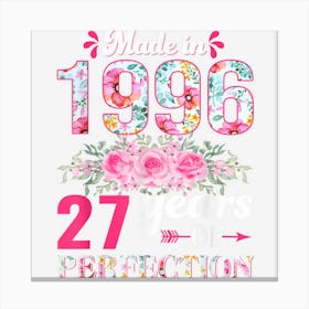 27 Year Old Shirts Women Made In 1996 Floral 27th Birthday Canvas Print