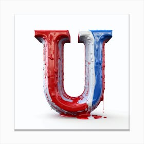 Realistic U Letter Dripping Canvas Print