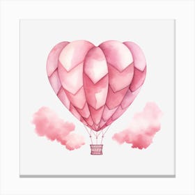 Pink Heart Hot Air Balloon Canvas Print