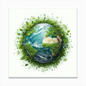 Earth With Green Leaves Canvas Print