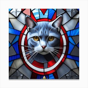 Cat, Pop Art 3D stained glass cat superhero limited edition 22/60 Canvas Print