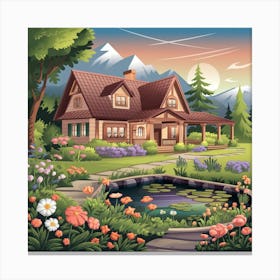 Garden Cottage In The Countryside 1 Canvas Print