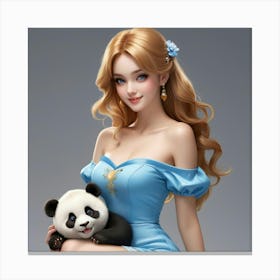 Chinese Girl With Panda 1 Canvas Print