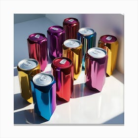 Visually striking, creative design featuring colorful cans with sleek, metallic surfaces.2 Canvas Print