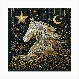 Golden Horse With Stars Canvas Print