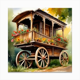 Wagon With Flowers Canvas Print