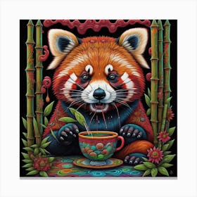 Red Panda Tea Canvas Print