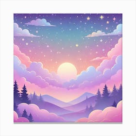 Sky With Twinkling Stars In Pastel Colors Square Composition 32 Canvas Print