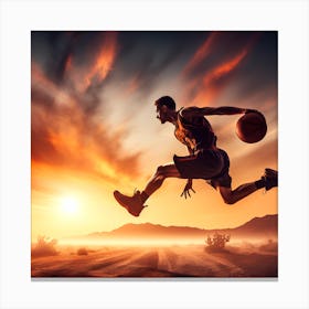 Basketball Player In The Desert Canvas Print