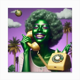 Woman Talking On The Phone Canvas Print