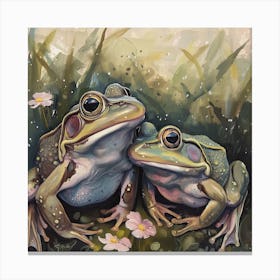 Frogs Fairycore Painting 2 Canvas Print