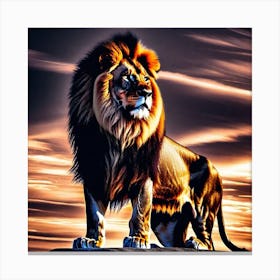 Lion At Sunset 5 Canvas Print