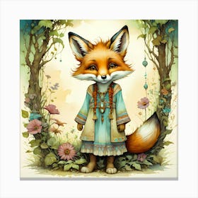 Foxy Girl A Cute Fox Girl In The Forest Canvas Print