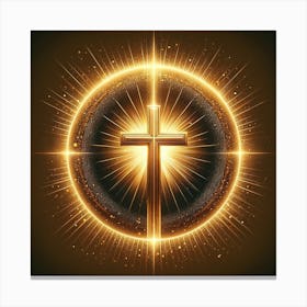 Golden Cross With Rays Of Light 1 Canvas Print