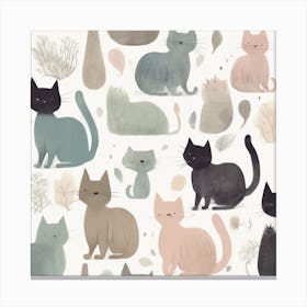 Cats On A White Background Canvas Print