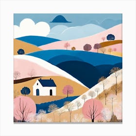 Minimalist Village Landscape Painting 1 Canvas Print