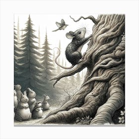 Mouse In A Tree Canvas Print