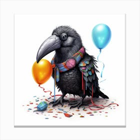 Crow With Balloons Canvas Print