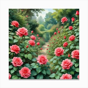 Roses In The Garden Canvas Print