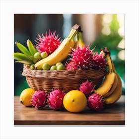 Nature's Sweetness: Tropical Fruits Basket Canvas Print