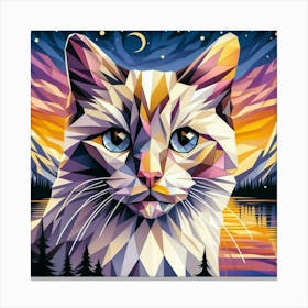 Zigzag Low Poly Cat Canvas Print