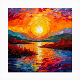 Sunset Over The Lake Canvas Print