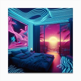 Neon Bedroom 4 Canvas Print
