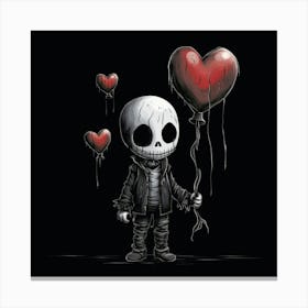 Skeleton Holding Love Balloons Canvas Print