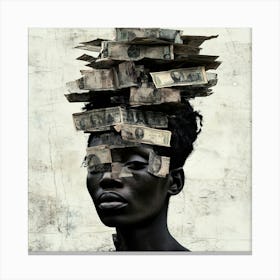 Woman With Money On Her Head Canvas Print