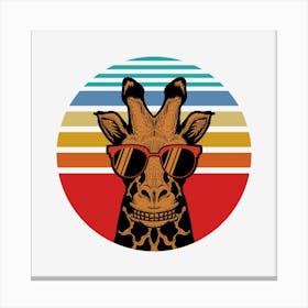 Giraffe With Sunglasses Sunset Retro Canvas Print