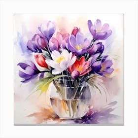 AI Ethereal Bloom: A Fusion of Crocus Tommasinianus Canvas Print