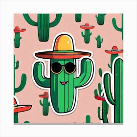 Mexico Cactus With Mexican Hat Sticker 2d Cute Fantasy Dreamy Vector Illustration 2d Flat Cen (23) Canvas Print