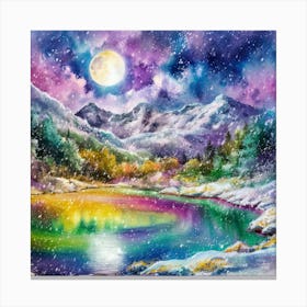 Moonlit Majesty Snowy Mountain Serenity (4) Canvas Print