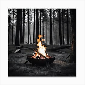 Campfire In The Forest 3 Canvas Print