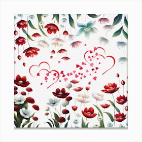 Bloom Springfield Red Floral Modern Natural art Canvas Print