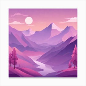 Misty mountains background in purple tone 106 Canvas Print