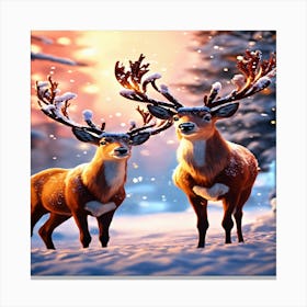 Deer In The Snow 1 Canvas Print