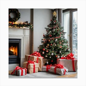 Christmas Tree With Presents 9 Canvas Print