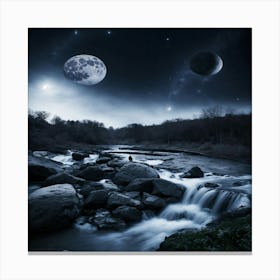 Moon And Stars Canvas Print