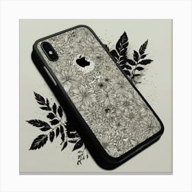 Black And White Floral Iphone Case Canvas Print