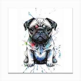 Pug Painting Canvas Print