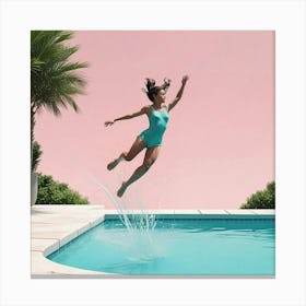 Swimming Art Print (16) Canvas Print