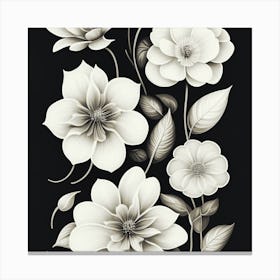 Black And White Flowers 6 Canvas Print