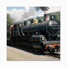 Steam Train On The Tracks Created using Imagine AI Art Canvas Print