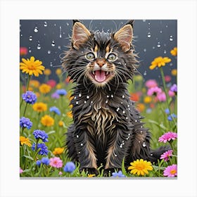 Kitten In The Rain Canvas Print